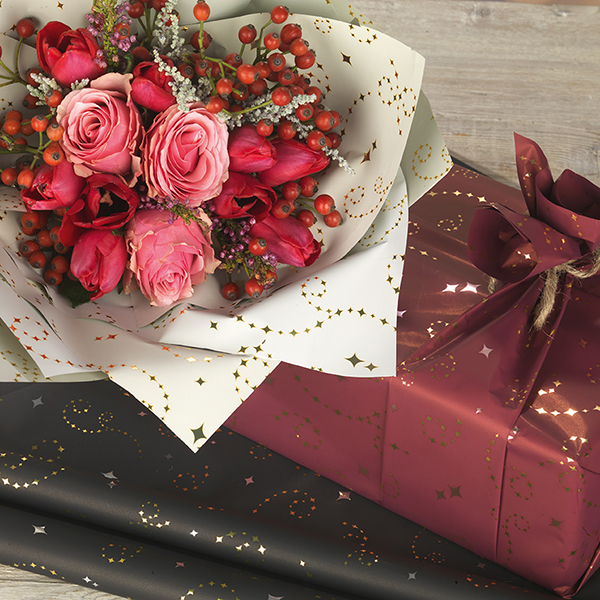 carta natalizia per incartare fiori, piante o regali lunga 25 mt ed h. 1 mt  - Fioreproibito