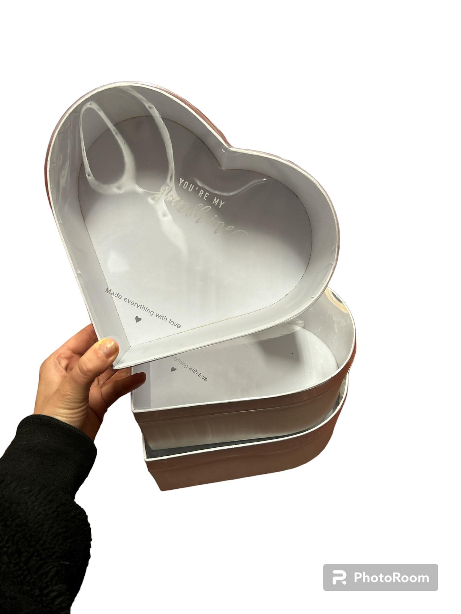 3 scatole a forma di cuore color bianco con coperchio trasparente -  Fioreproibito